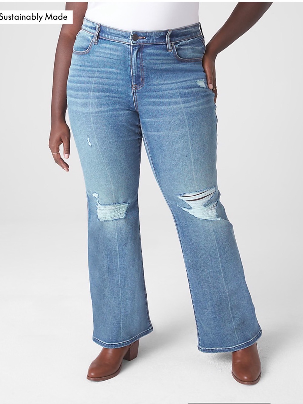 Lane Bryant Light Blue Distressed Flare Jeans